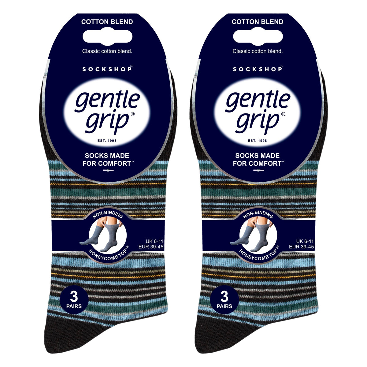 6 Pack Men’s Non-Elastic Loose Top Patterned Socks