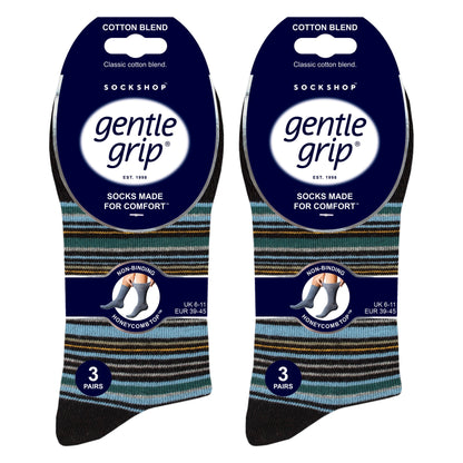 6 Pack Men’s Non-Elastic Loose Top Patterned Socks