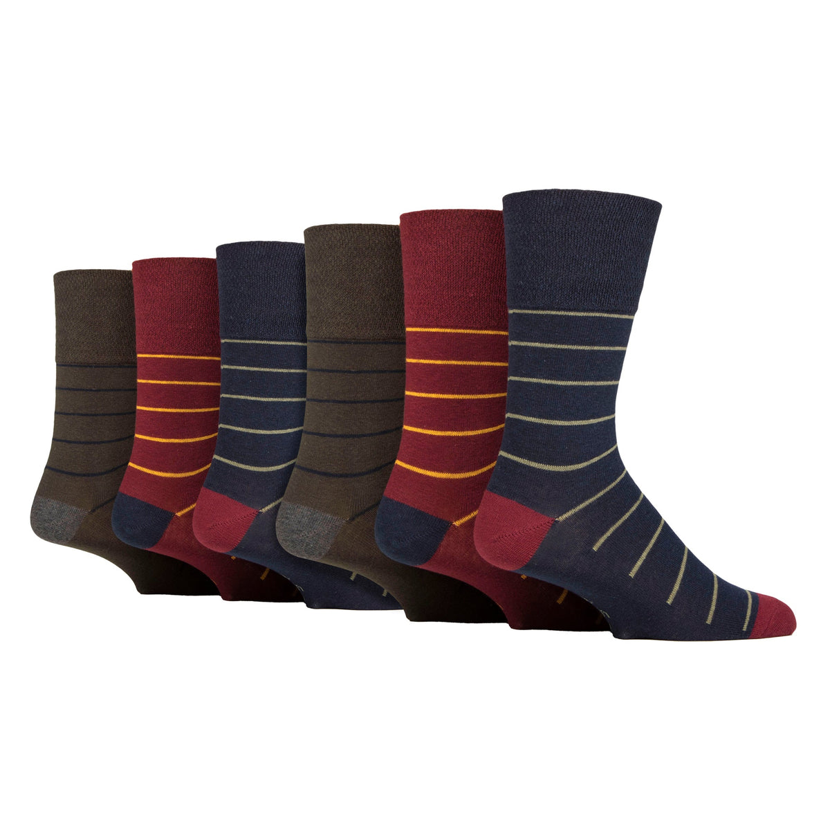 6 Pack Men’s Non-Elastic Loose Top Patterned Socks