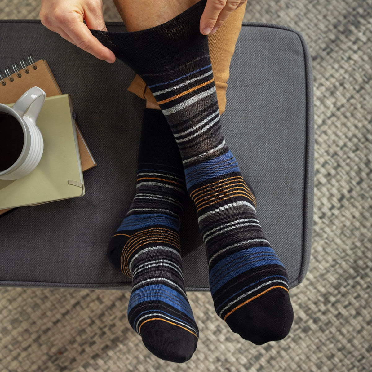 6 Pack Men’s Non-Elastic Loose Top Patterned Socks