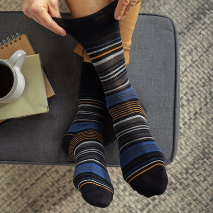 6 Pack Men’s Non-Elastic Loose Top Patterned Socks