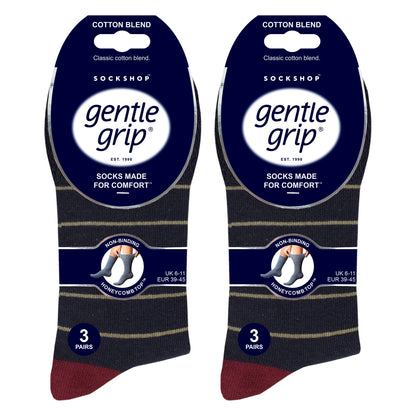 6 Pack Men’s Non-Elastic Loose Top Patterned Socks