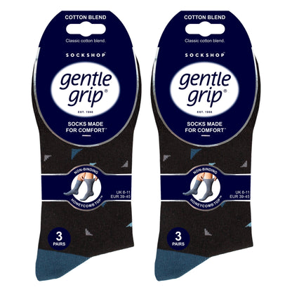 6 Pack Men’s Non-Elastic Loose Top Patterned Socks