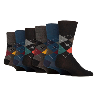6 Pack Men’s Non-Elastic Loose Top Patterned Socks