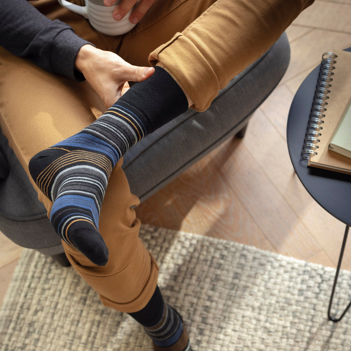 12 Pairs Mens Cotton Socks | Patterned Soft Non-Binding Everyday Socks