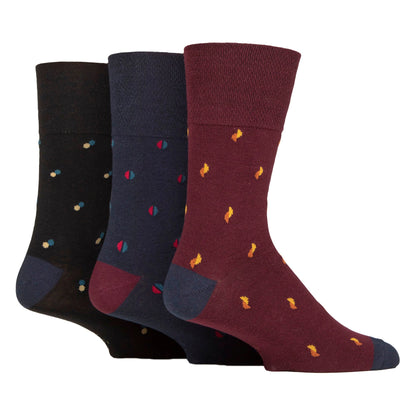 12 Pairs Mens Cotton Socks | Patterned Soft Non-Binding Everyday Socks