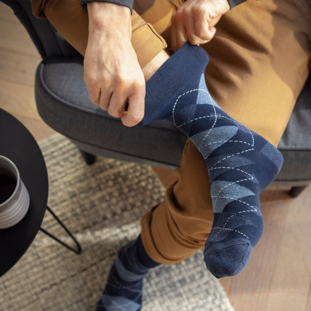 12 Pairs Mens Cotton Socks | Patterned Soft Non-Binding Everyday Socks