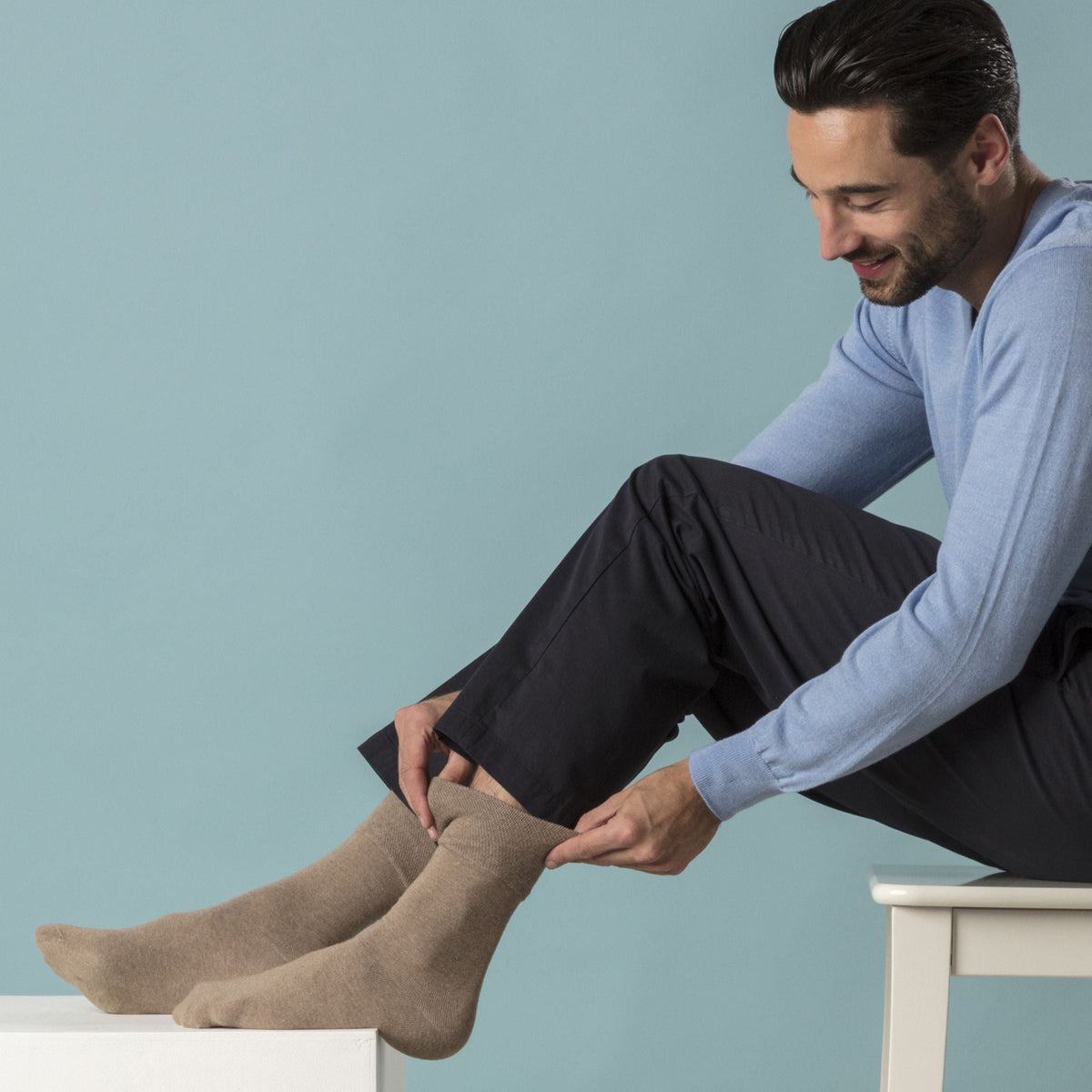 6 Pack Mens Non Elastic Assorted Styles Cotton Socks