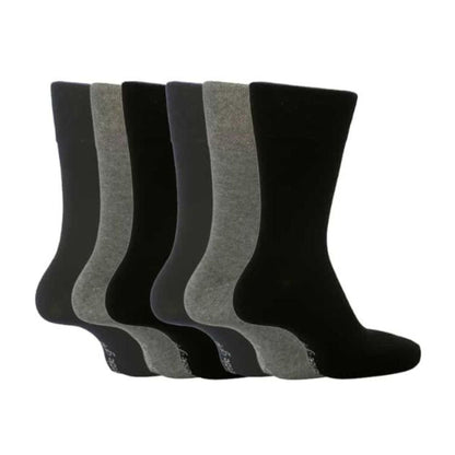 6 Pack Mens Loose Top Plain Coloured Cotton Socks
