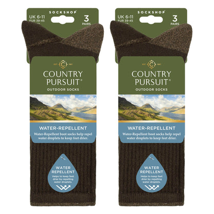 6 Pairs Mens Water Repellent Midweight Outdoor Socks for Hiking & Walking