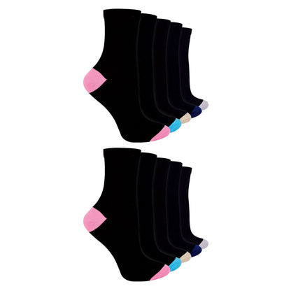 10 Pack Ladies Value Pack Heel & Toe Socks
