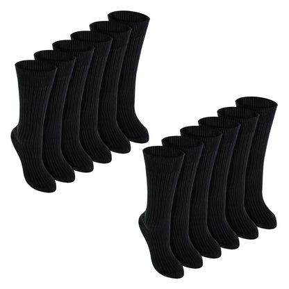 12 Pack Girls & Boys 100% Cotton Soft Breathable Loose Top Socks (2 Sizes)