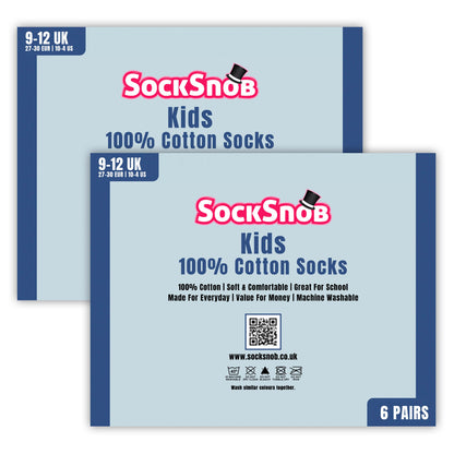 12 Pack Girls & Boys 100% Cotton Soft Breathable Loose Top Socks (2 Sizes)