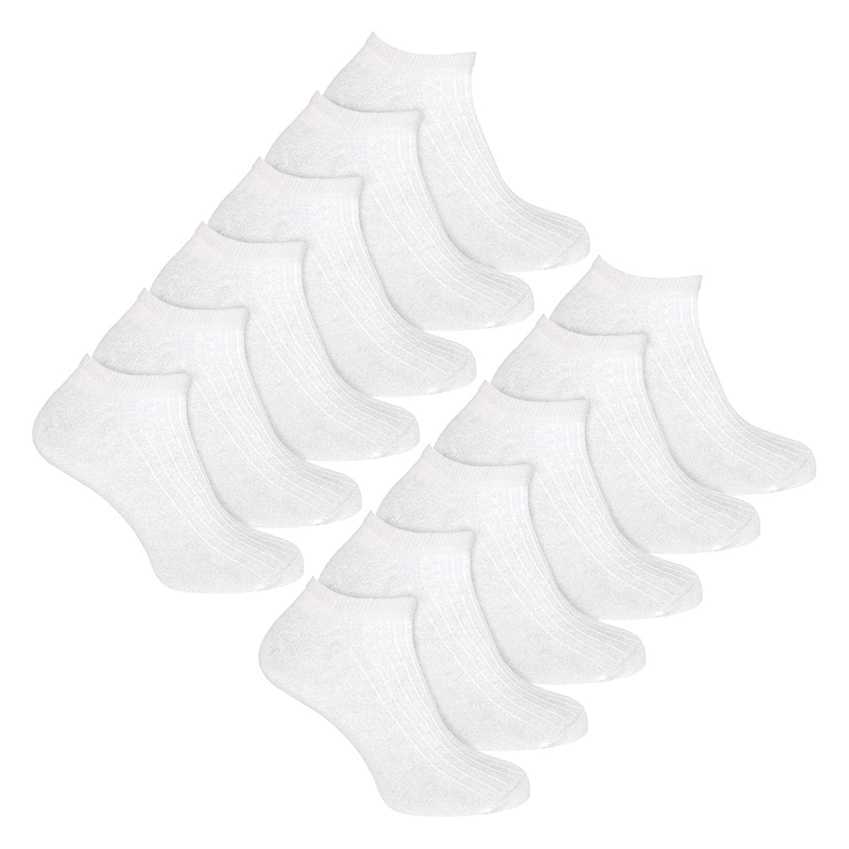 12 Pack Womens 100% Cotton Trainer Socks