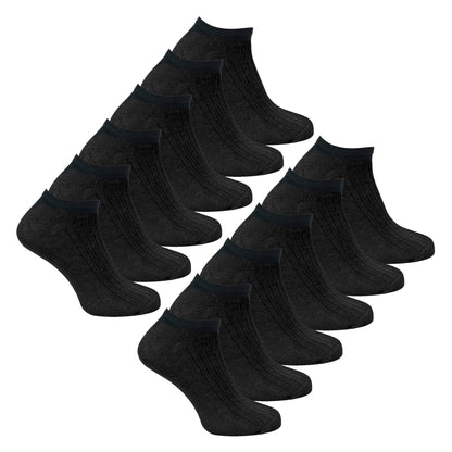 12 Pack Mens 100% Cotton Trainer Socks