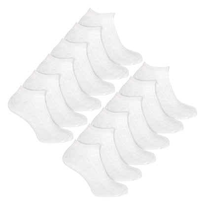 12 Pack Kids 100% Cotton Trainer Socks