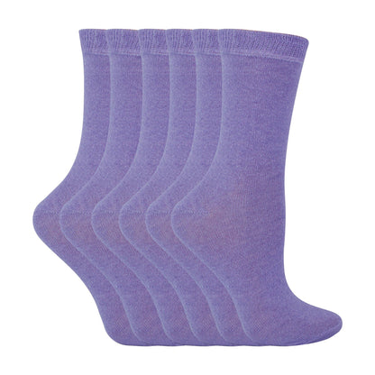 6 Pack Kids Plain Solid Coloured Cotton Socks