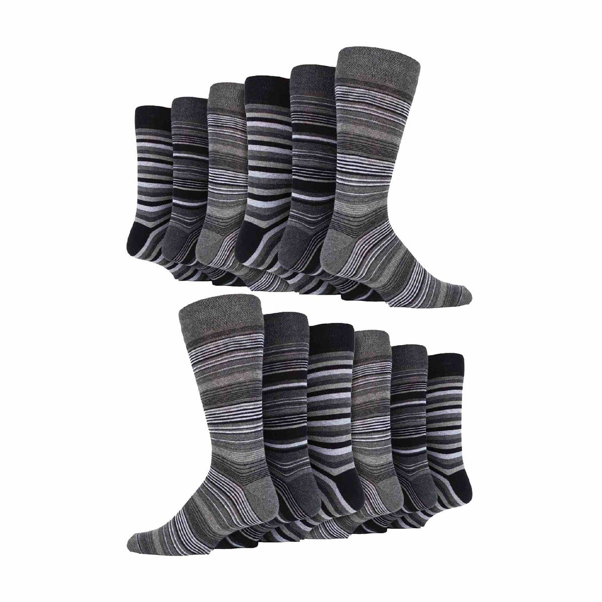 12 Pair Mens Colourful Cotton Striped Patterned Dress Socks