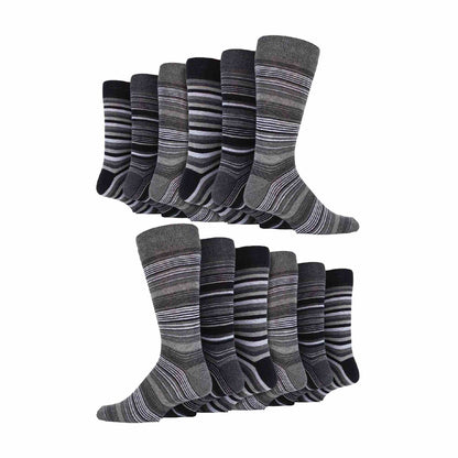 12 Pair Mens Colourful Cotton Striped Patterned Dress Socks