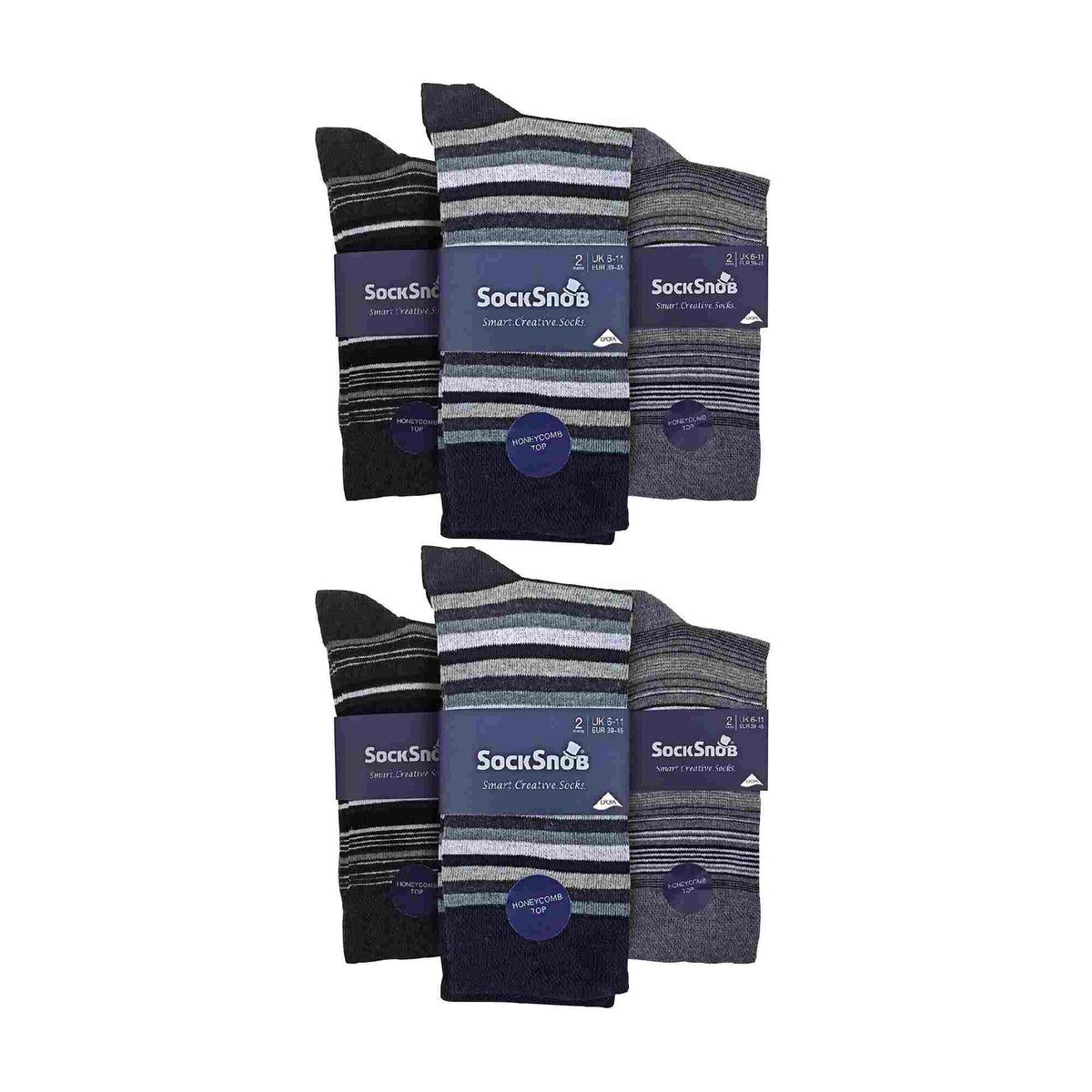 12 Pair Mens Colourful Cotton Striped Patterned Dress Socks