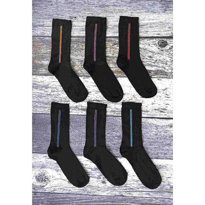 6 Pack Mens Patterned Coloured Soft Cotton Dress Socks