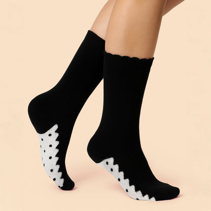 10 Pairs Ladies Lace Effect Footbed Socks - Soft Cotton Rich Everyday Socks