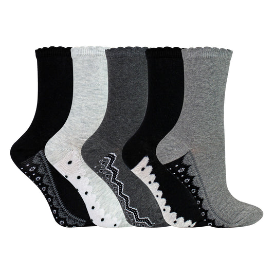 10 Pairs Ladies Lace Effect Footbed Socks - Soft Cotton Rich Everyday Socks