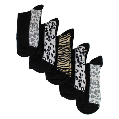 Ladies Cotton Animal Print Footbed Socks Soft Cushioned Comfy Socks