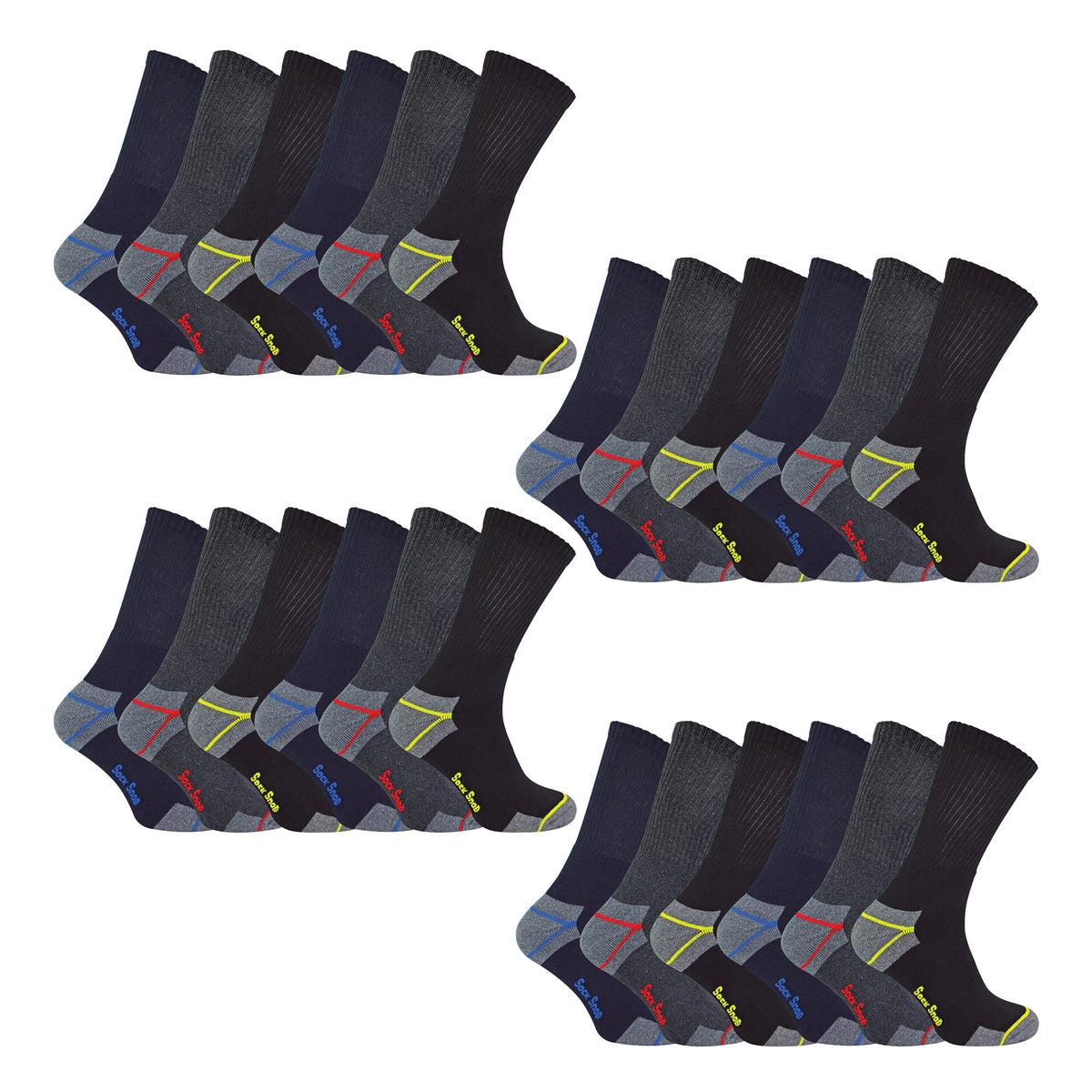 Mens Ultimate Cotton Work Socks for Steel Toe Boots (Multipack Options)