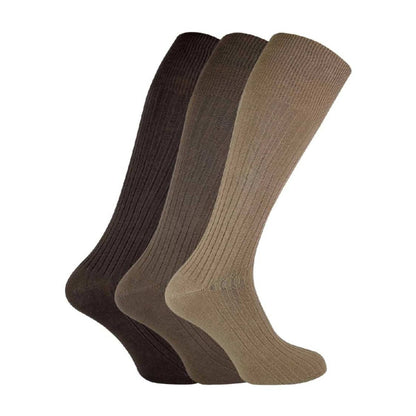 3 Pack Mens Long Knee High Length 100% Cotton Socks