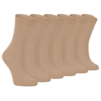 Ladies Plain Coloured Cotton Rich Dress Socks (Multipack Options)