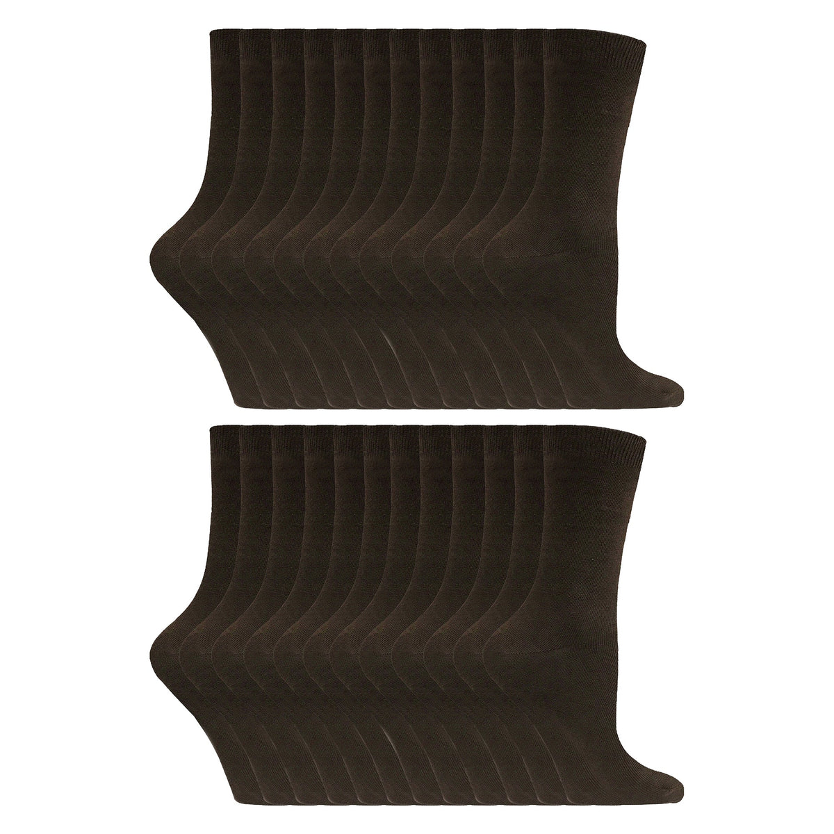 Ladies Plain Coloured Cotton Rich Dress Socks (Multipack Options)