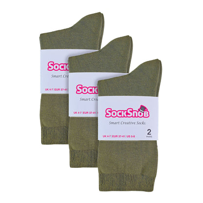 Ladies Plain Coloured Cotton Rich Dress Socks (Multipack Options)