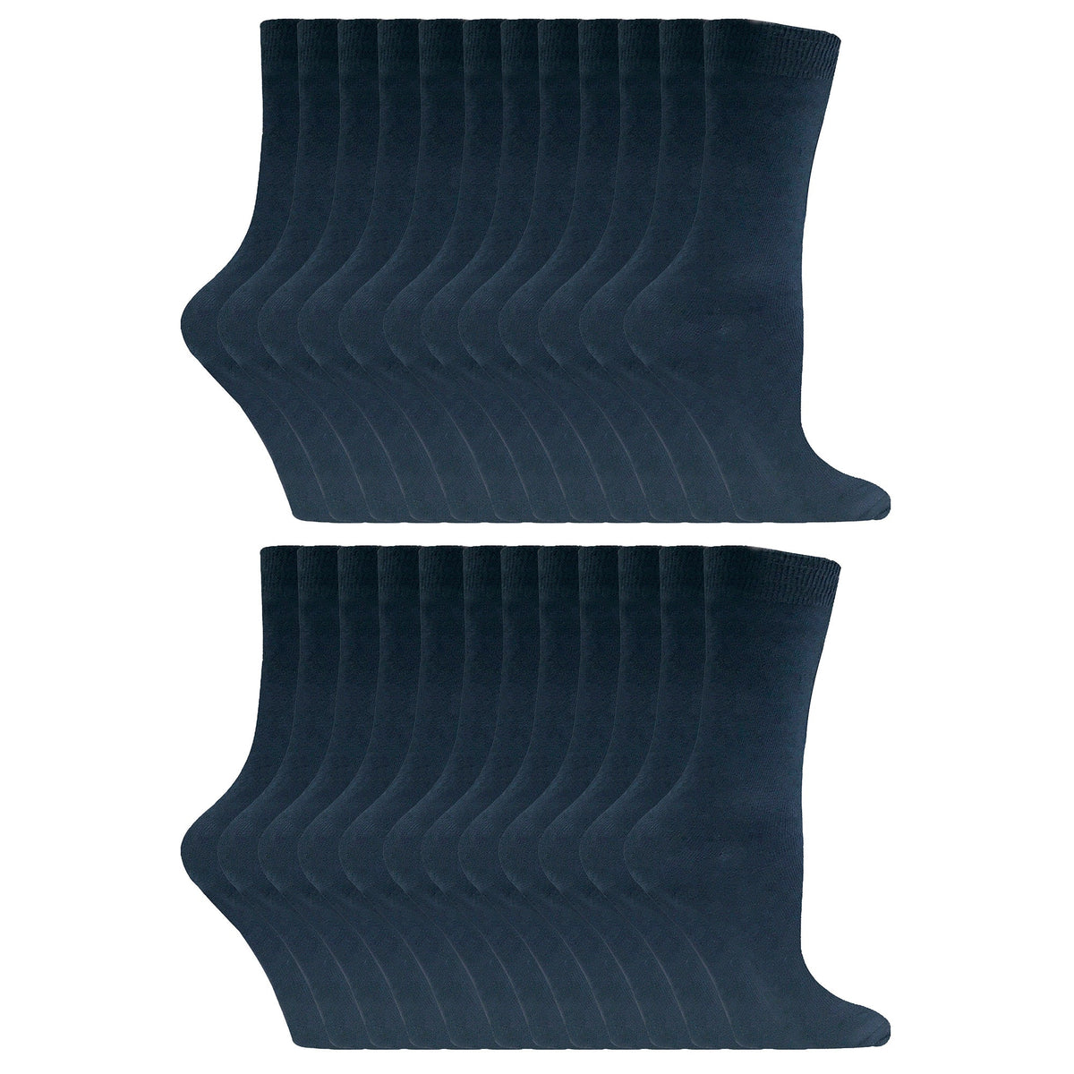 Ladies Plain Coloured Cotton Rich Dress Socks (Multipack Options)