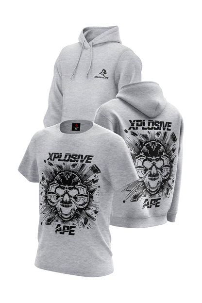 XAPE Shatter Hoodie & Tee Combo - Sports Grey Xplosive Ape