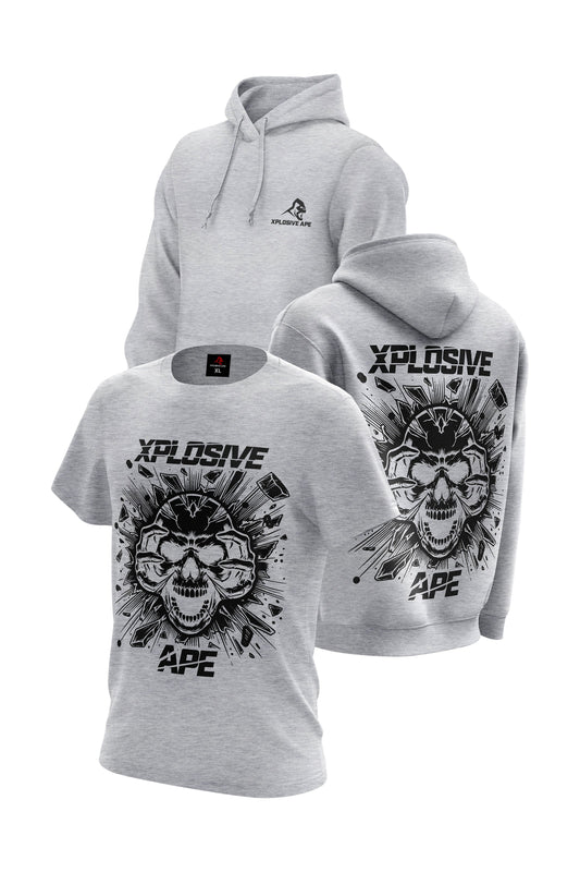 XAPE Shatter Hoodie & Tee Combo - Sports Grey Xplosive Ape