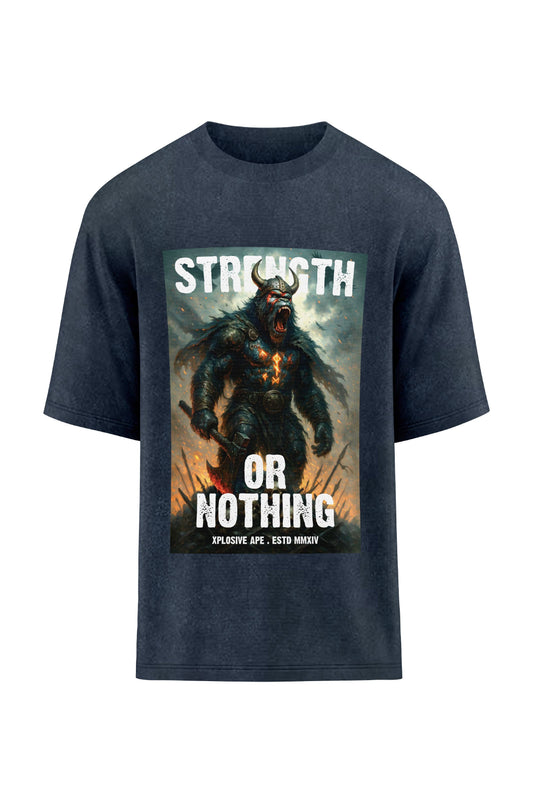 XAPE Strength Or Nothing Oversized Tee - Acid Wash Black Xplosive Ape