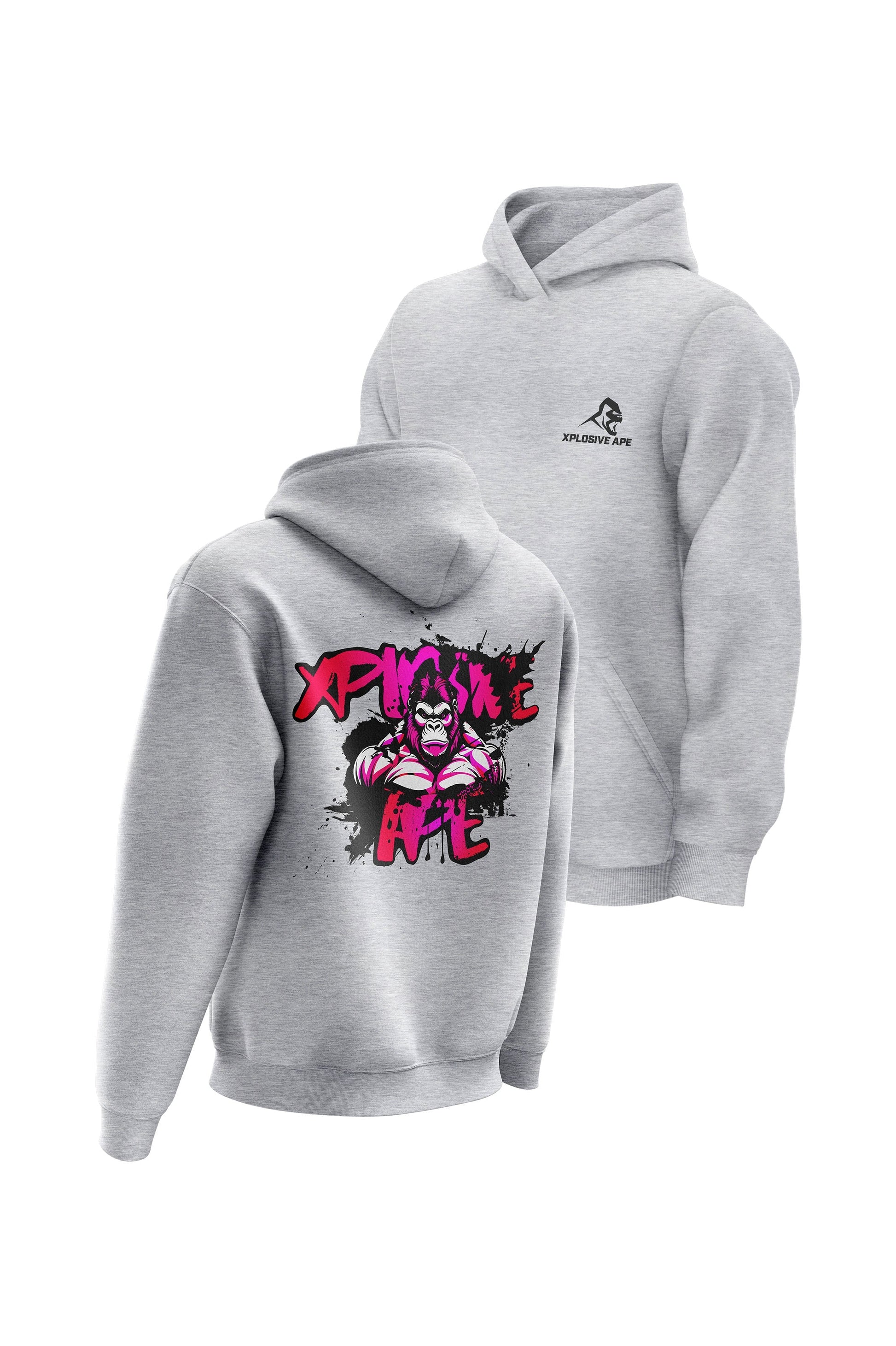 XAPE Splatter Graffiti V3 Hoodie - Heather Grey Xplosive Ape