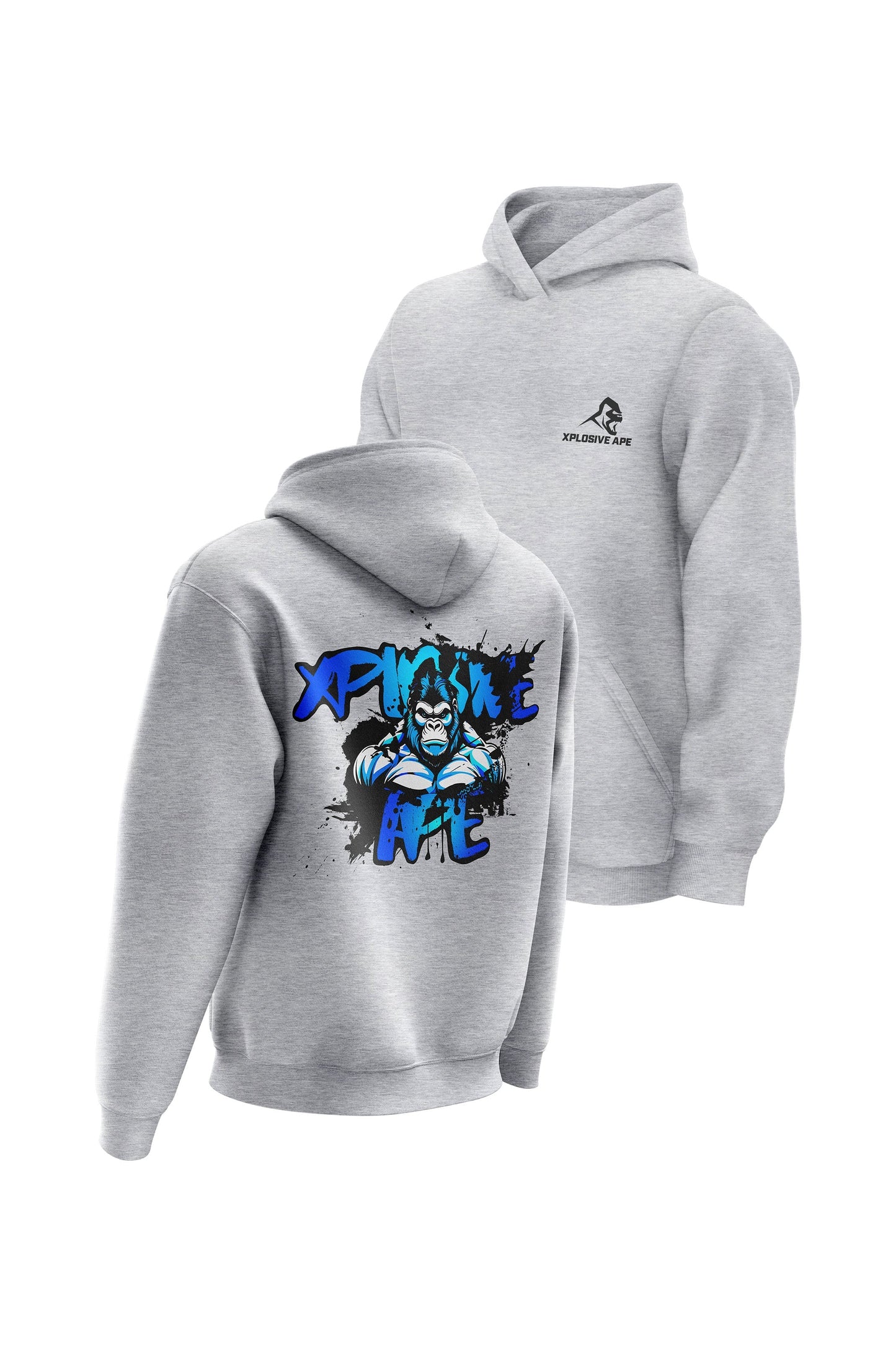 XAPE Splatter Graffiti V4 Hoodie - Heather Grey Xplosive Ape