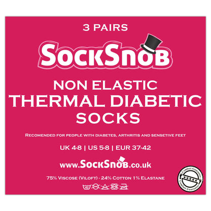 Ladies Thin Non Elastic Thermal Diabetic Socks (Multipack Options)