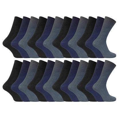 Mens Thin Soft 100% Cotton Non Elastic Dress Socks (Multipack Options)