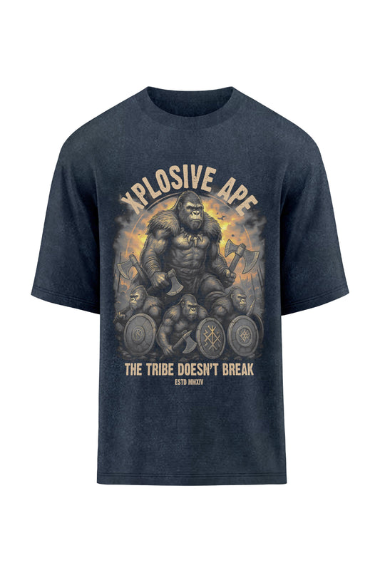 XAPE Tribe Doesn't Break Oversized Tee - Acid Wash Black Xplosive Ape