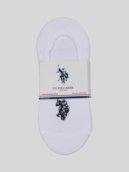 5 Pack Invisible Trainer Socks in Bright White