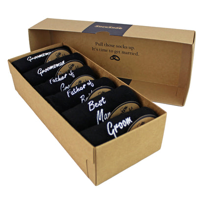 6 Pairs Mens Wedding Socks in Black and Navy with a Giftbox