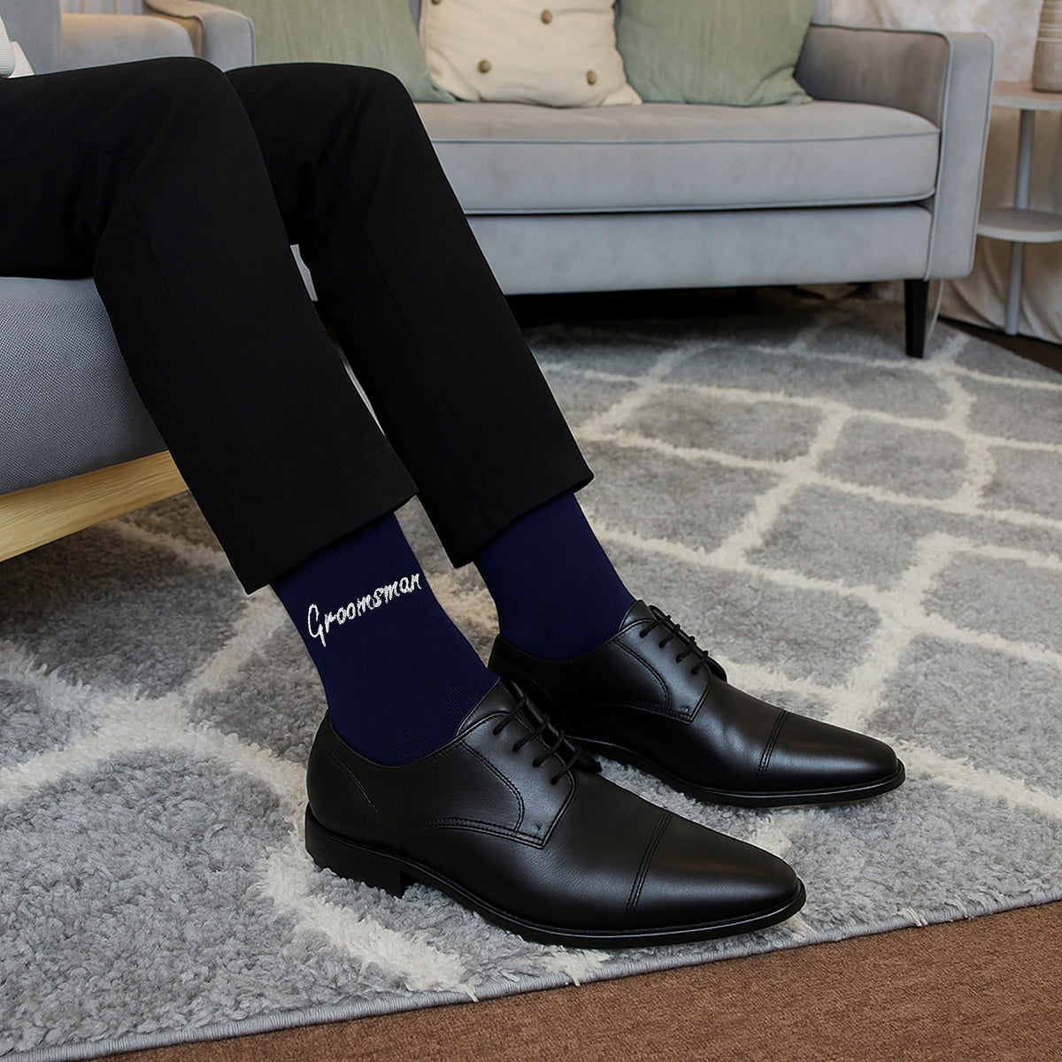 6 Pairs Mens Wedding Socks in Black and Navy with a Giftbox