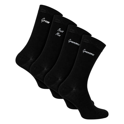 4 Pairs Mens Wedding Socks for Groomsman Groom and Best Man