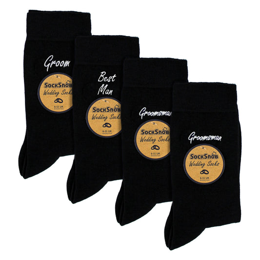 4 Pairs Mens Wedding Socks for Groomsman Groom and Best Man