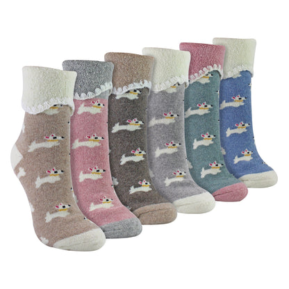 6 Pairs Ladies Thick Warm Wool Bed Socks