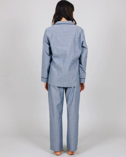 Womens Long Pyjamas - Chambray Indigo