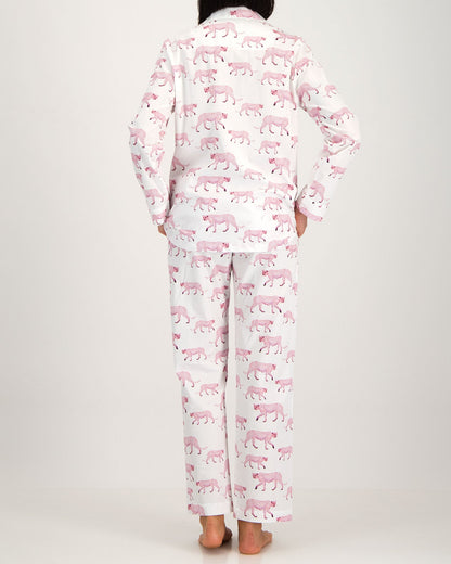 Womens Long Pyjamas - Pink Cheetahs